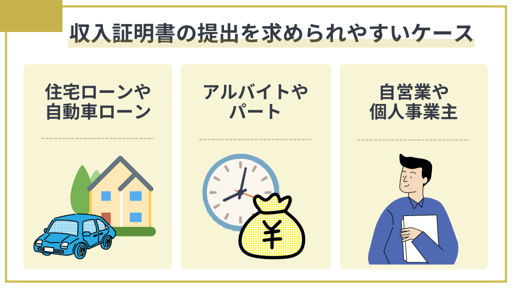 収入証明書の提出が求められやすいケース