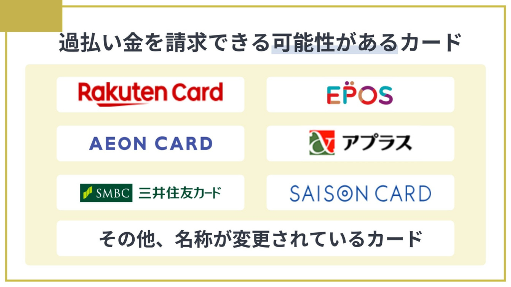 リボ払いで過払い金を請求できる可能性があるクレジットカードとは？