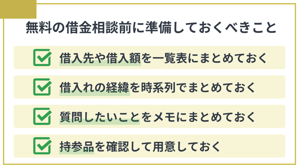 無料の借金相談を利用する前に準備しておくべきこと