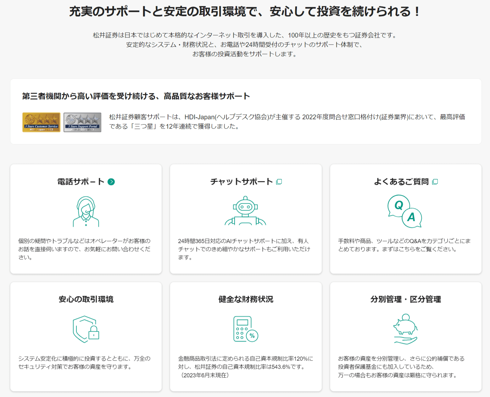 松井証券のサポート体制