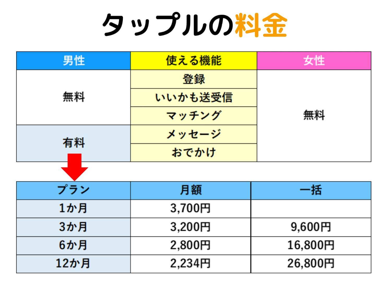 タップルの料金