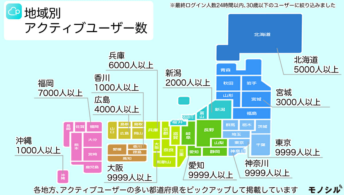 ペアーズ地域別ユーザー数